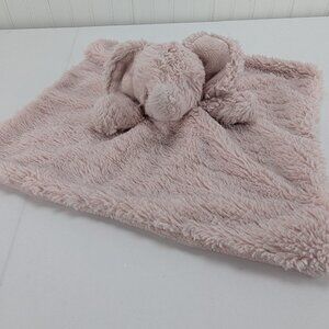 Oobles Pink Elephant Lovey Security Blanket 14.5" Fluffy Baby Rattle Toy